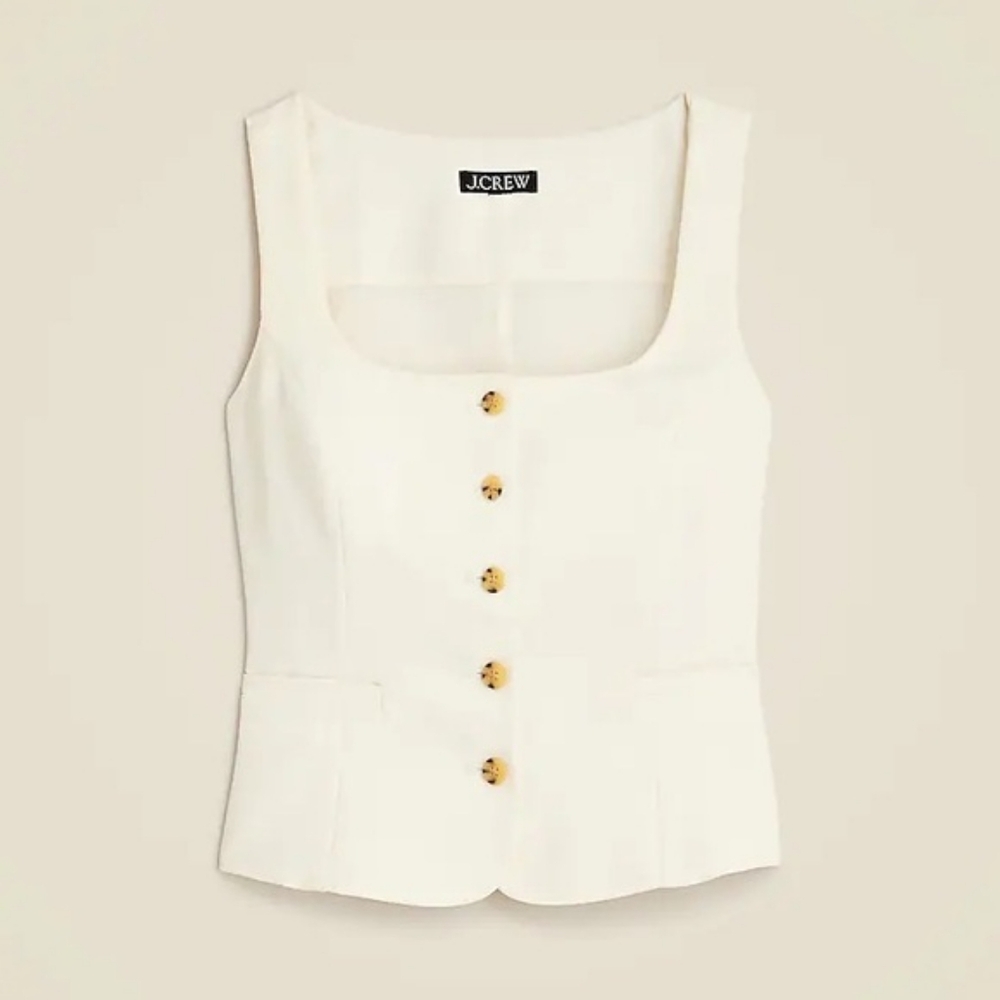 J.Crew Scoopneck Vest In Drapey Crepe Ivory Size 2